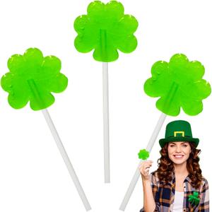250-Count St. Patrick's Day Green Shamrock Lollipops, Candy Suckers, Party Favor, Individually Wrapped Green Apple Flavor 8Gram Pops (EXP 11/02/27)