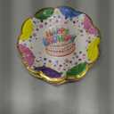 50pcs Happy Birthday Plates 7in Scalloped Colorful Candle Paper Plates Polka Dots Birthday Disposable Rainbow Dots Tableware for Home Brunch Birthday Decorations Party Baby Shower Favors 50
