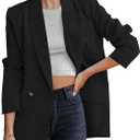 luvamia Blazer Jackets for Women Work Casual Office Long Sleeve Fashion Dressy Business Outfits (Black, XL)