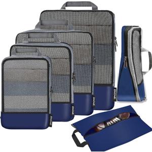BAGAIL 4 Set/6 Set/8 Set Compression Packing Cubes Travel Accessories Expandable Packing Organizers(Navy HalfMesh 6 Set) (6-Navy) BAGAIL 4 Set/6 Set/8 Set Compression Packing Cubes Travel Accessories Expandable Packing Organizers(Navy HalfMesh 6 Set) (6-Navy)