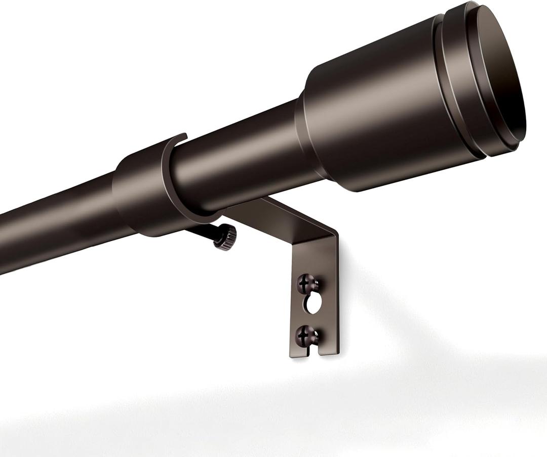 5/8 Diameter Bronze Curtain Rods 30-90 Inch, for 30-84 Inch Windows, Adjustable Splicing Antique Bronze Curtain Rods for Windows with Brackets, Window Rod Long Small Dark Brown Curtains Rod