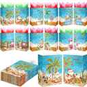 Sinload 36 Sets Summer Christmas Party Gift Bags with Tissue Paper Xmas in July Santa Tropical Goodie Bags with Handle Christmas Treat Tote Hawaiian Flamingo for Beach Pool Birthday Party Decoration