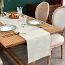 Farmhouse Rustic Faux Linen Table Runner Neutral Beige Table Runners Double Layer Reversible Rectangle Runners for Daily Use Kitchen Dining Banquet Holiday 13x60 Inch
