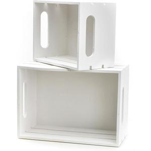 Hampton Art Wood Crates Nested 2 Pack, White Wooden Storage Crates for Home Dcor, Crafts, Organizing, Display, and Keepsakes