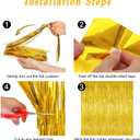 2 Pack Gold Tinsel Backdrop, 3.28 FT x 7.05 FT Metallic Fringe Curtain, Gold Color Graduation Backdrop Party Streamers, Party Supplies Door Decorations for Birthday Anniversaries