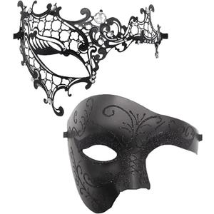 OIDEA Masquerade Mask for Couples: One Eyed Half Face Masks Halloween Costume Party Masks for Venetian Mardi Gras
