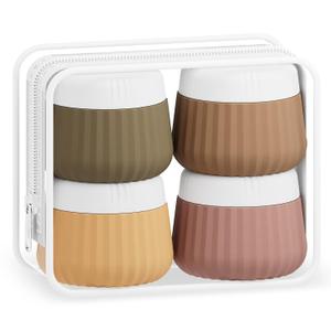 Mrsdry Travel Containers for Toiletries 4 Pack, TSA Approved Travel Size Toiletries, Travel Size Containers, With Clear Bag Leak Proof Silicone Jars, Travel Essentials Creams Jars Carrying Small Items