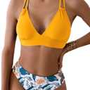 Fanuerg Women's Sexy V Neck Bikini Sets Hollow Out Two Piece Swimsuits Cutout Mid Waist Bathing Suit
Medium
