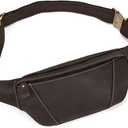 LUUFAN Men's Leather Fanny Pack Adjustable Waist Bag Hip Bum Belt Slim Purse Bag Cell Phone Pouch for Sport Travel Hiking, Dark Brown, 7.9 x 4.7 x 2 inches