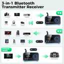 SOOMFON Bluetooth Transmitter for TV 3-in-1 Bluetooth 5.0 Transmitter Receiver for TV to 2 Headphones with LCD Display Adjustable Volume, Optical AUX RCA Bypass for Home Stereo Speaker