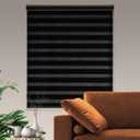 Blackout Zebra Blinds, Dual Layer Free-Stop, Room Darkening Zebra Shades, Blinds for Indoor Windows, Light Filtering Privacy Sheer Shade for Home(27" W X 72" H, Black)