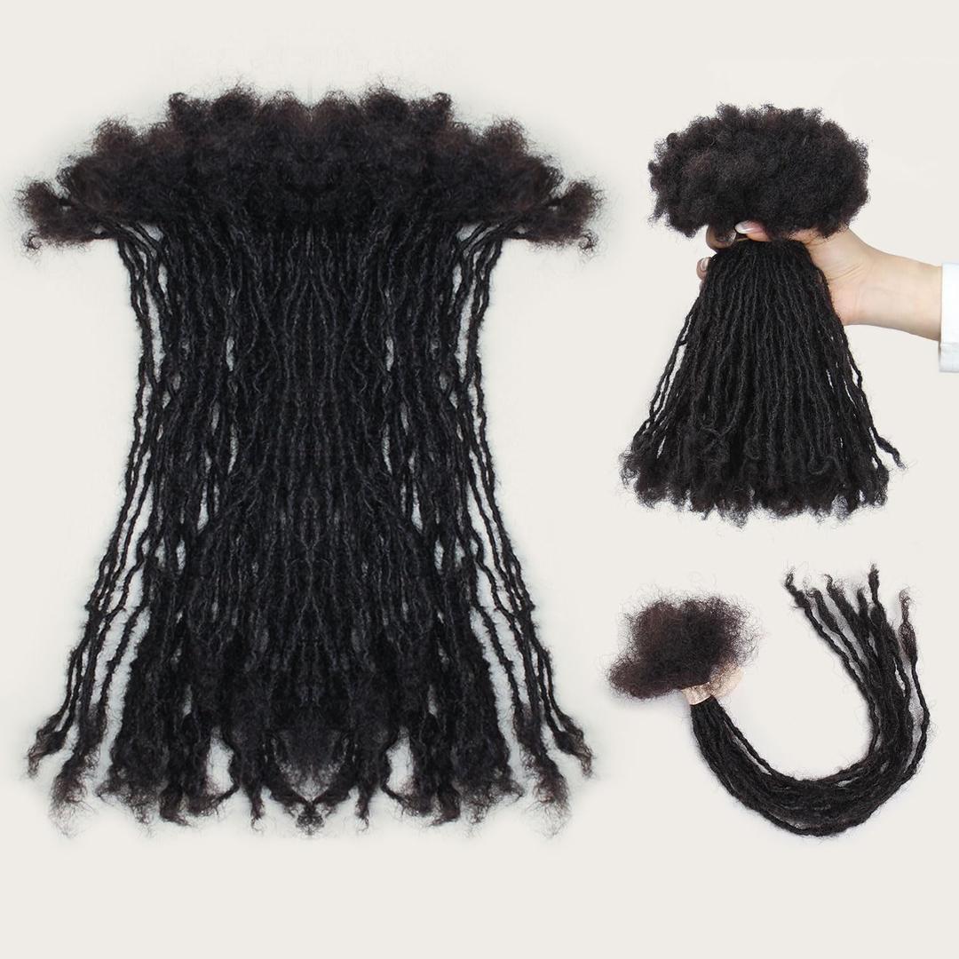 8 inch Interlocking Micro Locs Extensions Human Hair, Sister Locs Human Hair Dreads, 0.2cm Width 100% Human Hair Dradlock Extensions, Natural Black (8 inch 20 Strands, 1B 0.2cm)
