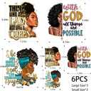 5 x 6pcs Iron On Patches Decals for Clothing T-Shirt Heat Press Decal Design Black Women Heat Transfer Sticker Decoration Applique