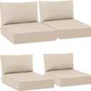 AAAAAcessories Outdoor Deep Seat Cushions, Waterproof, Fade-Resistant Patio Furniture Replacement Cushions, 25.5" x 25.5" x 5" + 25.5" x 13.5", Set of 4, Beige