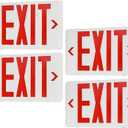 Exit Sign with Battery Backup,Commercial Exit Signs, Red Emergency Exit Light,Combo for Business,Dual-Sided, UL Certified, 120V/277V AC,4 Pack (White Housing+Red Letter)