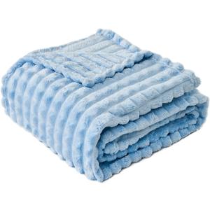 FY FIBER HOUSE Throw Blanket for Couch Soft Warm Fuzzy Blankets for Sofa All Season Use, 50x60 Inches, Blue (50"X60", Blue)