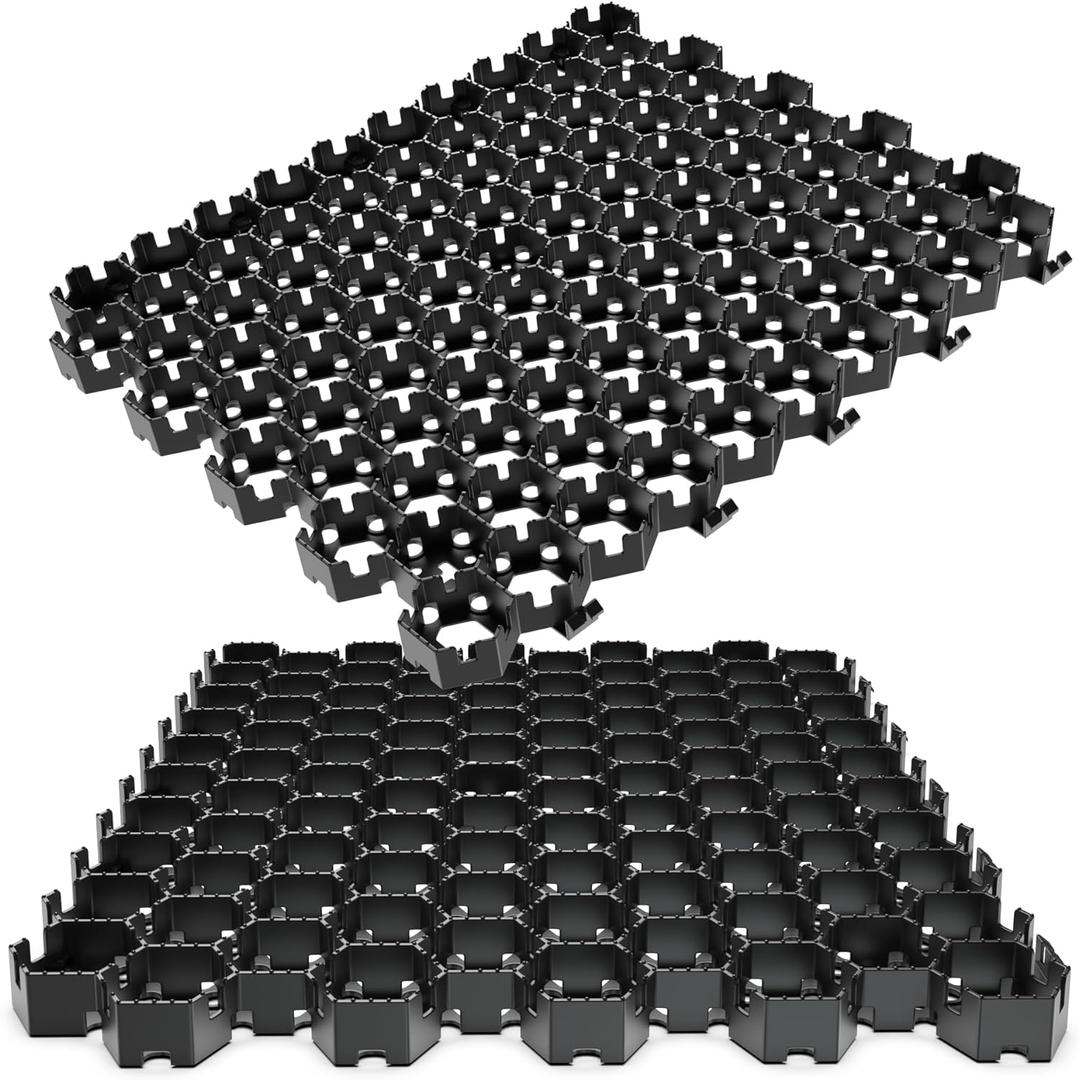 Vodaland Permeable HexPave System - Grass & Gravel Pavers - 100% Recycled PPE Plastic, Handles 27,000 lbs, 1" Depth, 65 s.f / 22 Units