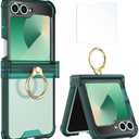 Simpeak Case with Samsung Galaxy Z Flip 6, Soft TPU Bumper Case Cover with Ring Replacement for Galaxy Z Flip 6 5G 2024, Anti-Scratch, Shockproof (Green)