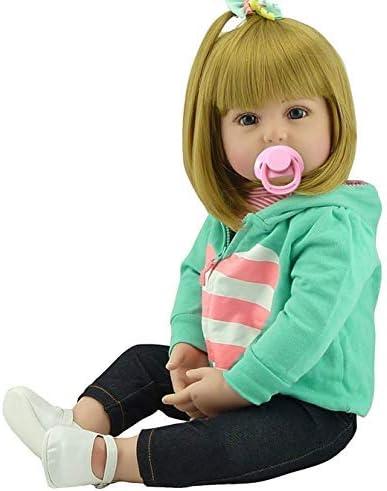 Realistic Reborn Toddlers Dolls Girls Blond Hair Look Real Soft Vinyl Reborn Raby Doll Silicone 24 Inches with Clothes Accessories