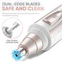 Ear and Nose Hair Trimmer Clipper - 2025 Professional Painless Eyebrow & Facial Hair Trimmer for Men Women, Battery-Operated Trimmer with IPX7 Waterproof, Dual Edge Blades for Easy Cleansing Pink