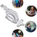 ASICEN 3 in 1 Multi Charger Cable, 2Pack Retractable Charging Cable[1M], Multi USB Phone Charger with IP/Type C/Micro USB for iPhone17/16/15/14/13/12/Samsung Galaxy/Pixel/Sony/LG/HTC/Tablets