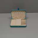 LANDICI Small Jewelry Box for Women Girls, PU Leather Travel Jewelry Organizer Case, Portable Jewellery Storage Holder Display for Ring Earrings Necklace Bracelet Bangle Watch Men Kids Gift, Lake Blue (8.26(L)x5.5(W)x1.7(H) inch)