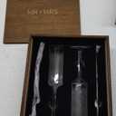 AW BRIDAL Engagement Bridal Shower Wedding Gifts for Couple Newlyweds, Anniversary Mr Mrs Champagne Flutes Toasting Glasses Set of 2, Wedding Gold Cake Cutting Set with Wooden Box for Bride Groom