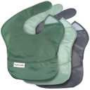 Tiny Twinkle Mess Proof Baby Bibs for Eating - Waterproof, Wipeable Bibs - Toddler Bibs - Travel Friendly - PFAS, PVC, BPA, Phthalate Free - Baby Food Bibs(3 Pack,Olive. Slate)