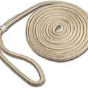 ACY Marine- Double Braided Nylon Dock Line - Boat Rope - Marine and Pontoon Accessories - Braided, Reinforced Boat Ropes and Ties for Docking - Stretch Resistant with 12 Spliced Loop for Mooring 1/2-Inch x 15-Feet, Gold/White