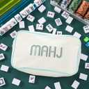 Empty Mahjong Bag Thickened American Mahjong Tiles Bag with Zipper Storage Pouch for Board Game Pieces Game Party Travel Gatherings Accessories, 10.4''x5.6'', Case Only (Mahj,Cream White)