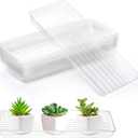 Kingrol 16 Pack Clear Rectangular Plant Saucers, Thick Plastic Drip Trays for Indoor Plants, Windowsill Plant Trays for Pots, Narrow Planters and Seedlings