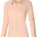 CUNLIN Womens Cotton Button Down Shirts for Women Fitted Long Sleeve Formal Dress Shirt Work Blouses Tops (Medium, Apricot)