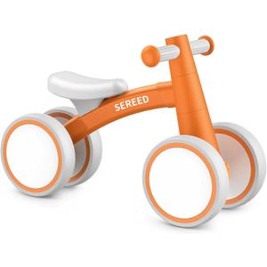 SEREED Baby Balance Bike for 1 Year Old Boys Girls 12-24 Month Toddler Balance Bike, 4 Wheels Toddler First Bike, First Birthday Gifts (Orange)