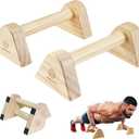 WOOD CITY 2 PCS Wood Push Up Bars Stands with Non-Slip Base, Supports Aerobics and Upper Body Strength Training for Men and Women, Joint-friendly Beech Wood Home Fitness Equipment