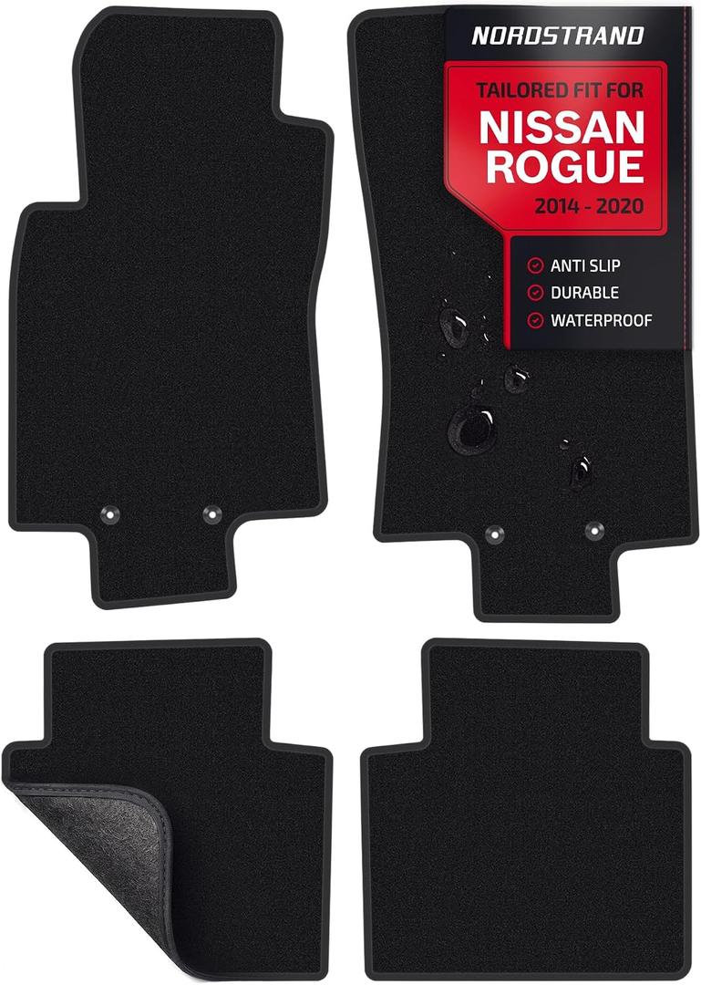 Floor Mats for Nissan Rogue T32 2014-2020 (not for Sport & Select) - Tailored 3D Fit - Front & Rear Set of 4 - Anti-Slip Backing - 30oz Carpet Mat Heavy Duty - All Weather Car Liner Floormats
