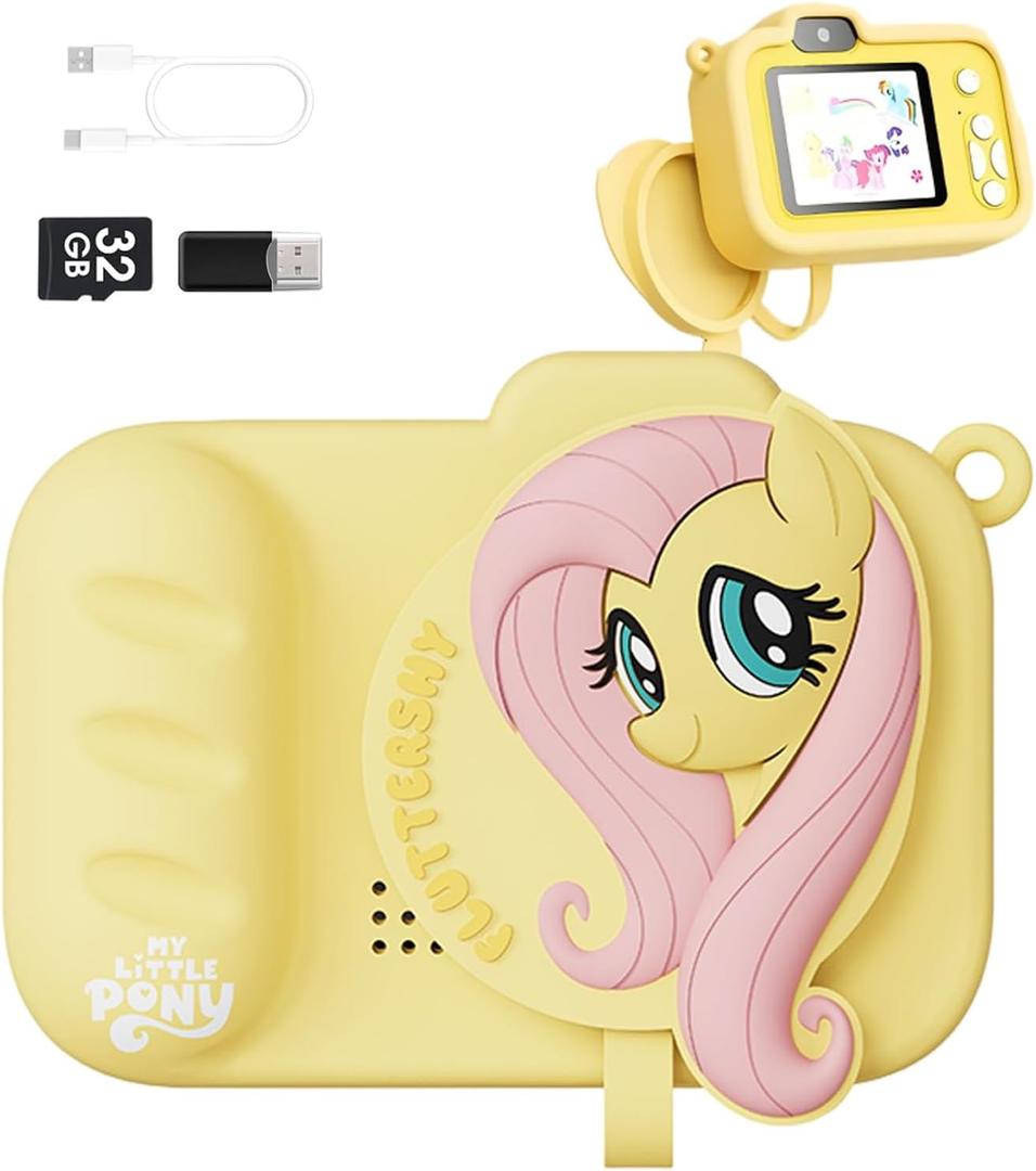 My Little Pony Magic Catcher Children's Camera Toy, Toddler Camera for 3-8 Year Old Children, Kid's Camera with SD Card,Cartoon Children's Digital Camera, Fluttershy (Yellow)