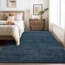 5x7 Washable Rugs Non Slip Minimalist Area Rug for Bedroom Soft Low Pile Solid Color Large Bedroom Throw Carpet Stain Resistant Classic Neutral Area Rug Plain Boho Rugs for Kitchen Nursery, Navy