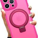 AIGOMARA Phone Case for iPhone 16 Pro Max [Compatible with MagSafe] Hot Pink Magnetic Kickstand Case with Screen Protector Soft TPU + Hard PC Shockproof Anti-Scratch Cover for Women Men
