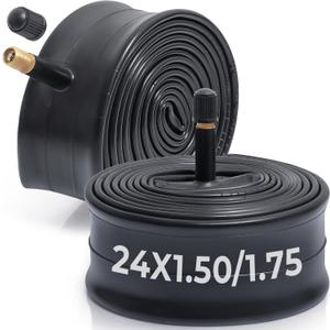 2 Pcs,Premium 24X1.50/1.75 Bike Tubes,Compatible for 24 x 1.50 to 1.75 Bike Tire,with 32mm Schrader Valve,Butyl Rubber,Used for Mountain,Cruiser,City and Road Bikes