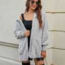 LookbookStore Womens Cardigan 2025 Winter Oversized Open Front Fleece Hooded Draped Pockets Jacket Coats (XX-Large, A Light Grey)
