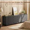 Huuger 78.7 inch Long Dresser for Bedroom, 15 Drawer Fabric Dresser for Closet, Large TV Stand for 65, 75, 85 inch TV, Wide Chest of Drawer with Storage, 78.7" W x 12.9" D x 26.7" H, Black