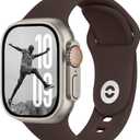 SB Band for Apple Watch Bands Women Men Se Ultra 2  iWatch Sport Strap Silicone Coffee Brown, Size: 49mm, 46mm, 45mm, 44mm, (42mm S3/2/1)