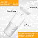 QWEZXO Glass Cups With Lids and Glass Straws20 OZ High Borosilicate Glass Tumbler Iced Coffee Water Smoothie