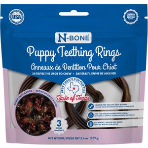 N-Bone Puppy Teething Rings Taste of Texas Burnt Ends Flavor 3 Count (EXP 05/26/26)