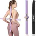 Yoga Stick Posture Corrector  Adjustable Back Straightener for Women, Men & Kids  Relieve Back & Neck Pain  Includes Carry Bag & Exercise Guide  Posture Stick for Daily Training (PURPLE)