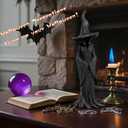 Witch Statue Resin Crafted Desktop Ornament, Hand-Painted Enchanting Witch Statue, Retro Magician Mysterious Curse Halloween Theme Statues Figurine