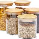 Juvale 5-Pack Glass Canisters with Bamboo Lids, 3 Sizes for Pantry Storage