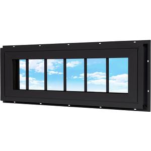 Vinyl Transom Household Window, 10" x 36" Double Pane Fixed Window with Grids and Tempered Glass for House, Garage (Black)