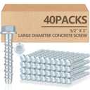 Tandefio 40 Pack 1/2 x 3" Concrete Screw Anchor Galvanized Large Diameter Heavy Duty Plated Concrete Anchors for Masonry Brick Anchoring Block Decking Framing Hex Drive