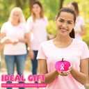 3 Pcs Breast Cancer Awareness Decorations Artificial Pumpkins Bulk Faux Foam Pumpkins with Pink Ribbon Pattern for Fall Halloween Table Decor (Hot Pink,4.33 Inch, 6.3inch, 7.87inch)